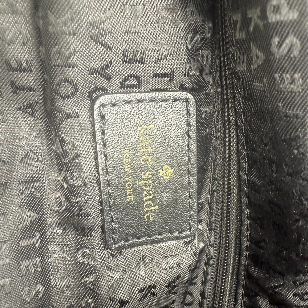 Large Vintage Y2K Kate Spade New York Black Leather‎ Satchel Shoulder Bag~ 16" - Picture 13 of 16